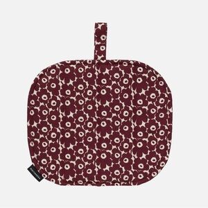 MARIMEKKO PIKKUINEN UNIKKO UUNILAPPU POT HOLDER BURGUNDY FLORAL NWT